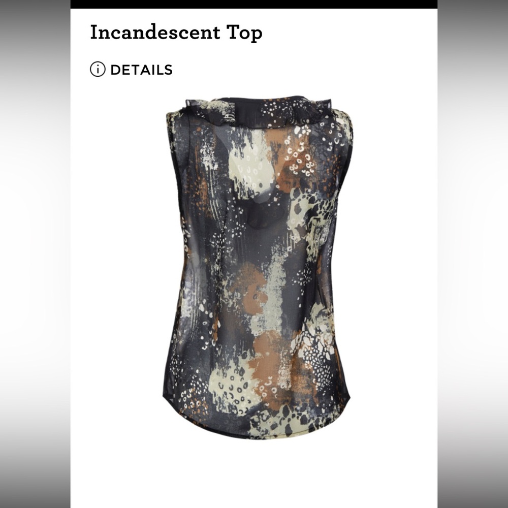 Cabi Incandescent Top 
Women's Abstract Sleeveless Blouse - Black and Gold - Picture 2 of 6